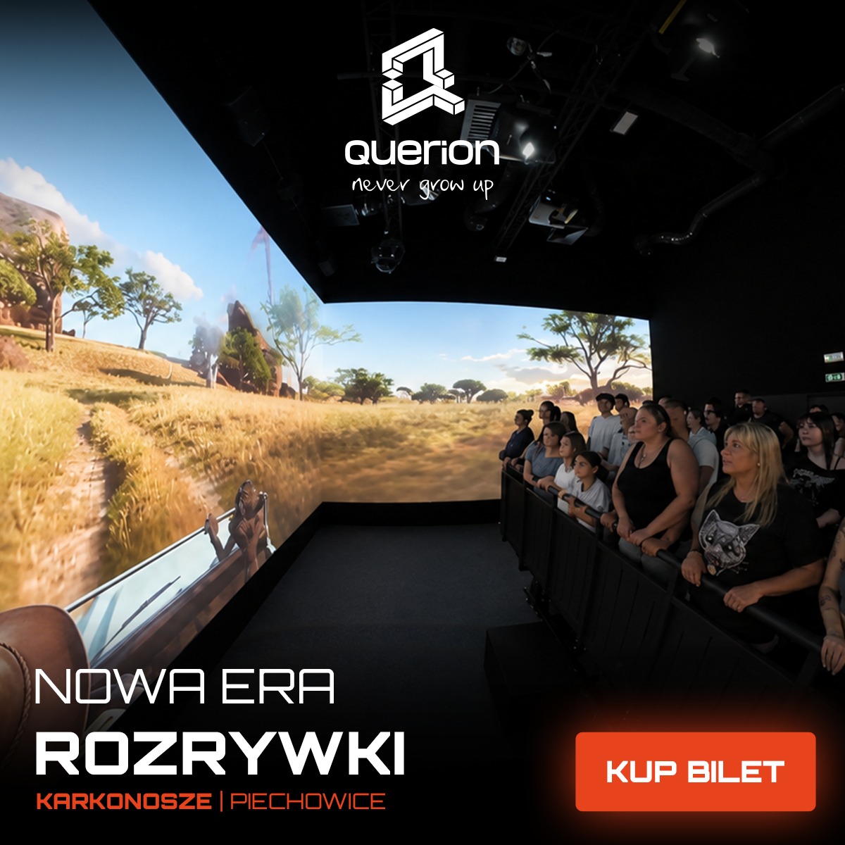 Querion - Hipermedialny Park Rozrywki Facebook ad from Aug 7, 2026