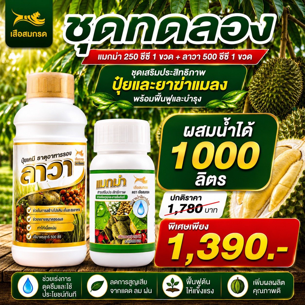 แมกม่าลาวาเพจหลัก Facebook ad: สวนทุเรียนต้นทุนพุ่ง