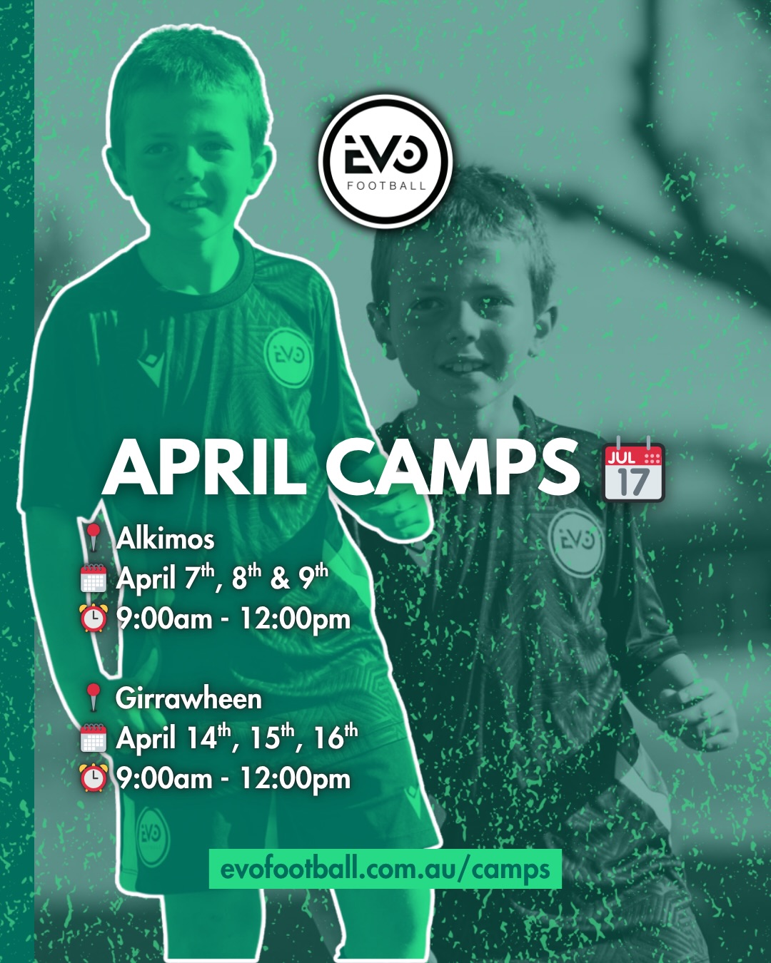 EVO Football Facebook ad: Holiday Football Camps