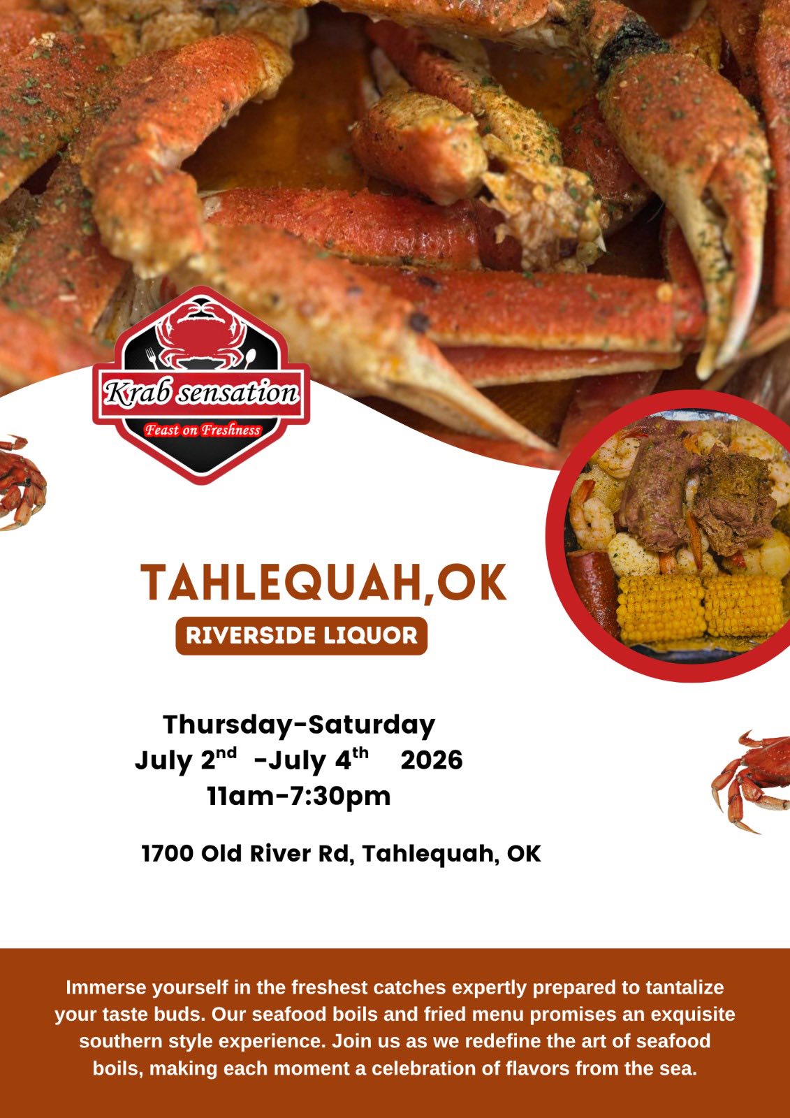 The Krab Sensation & Seafood on the Go. Facebook ad
