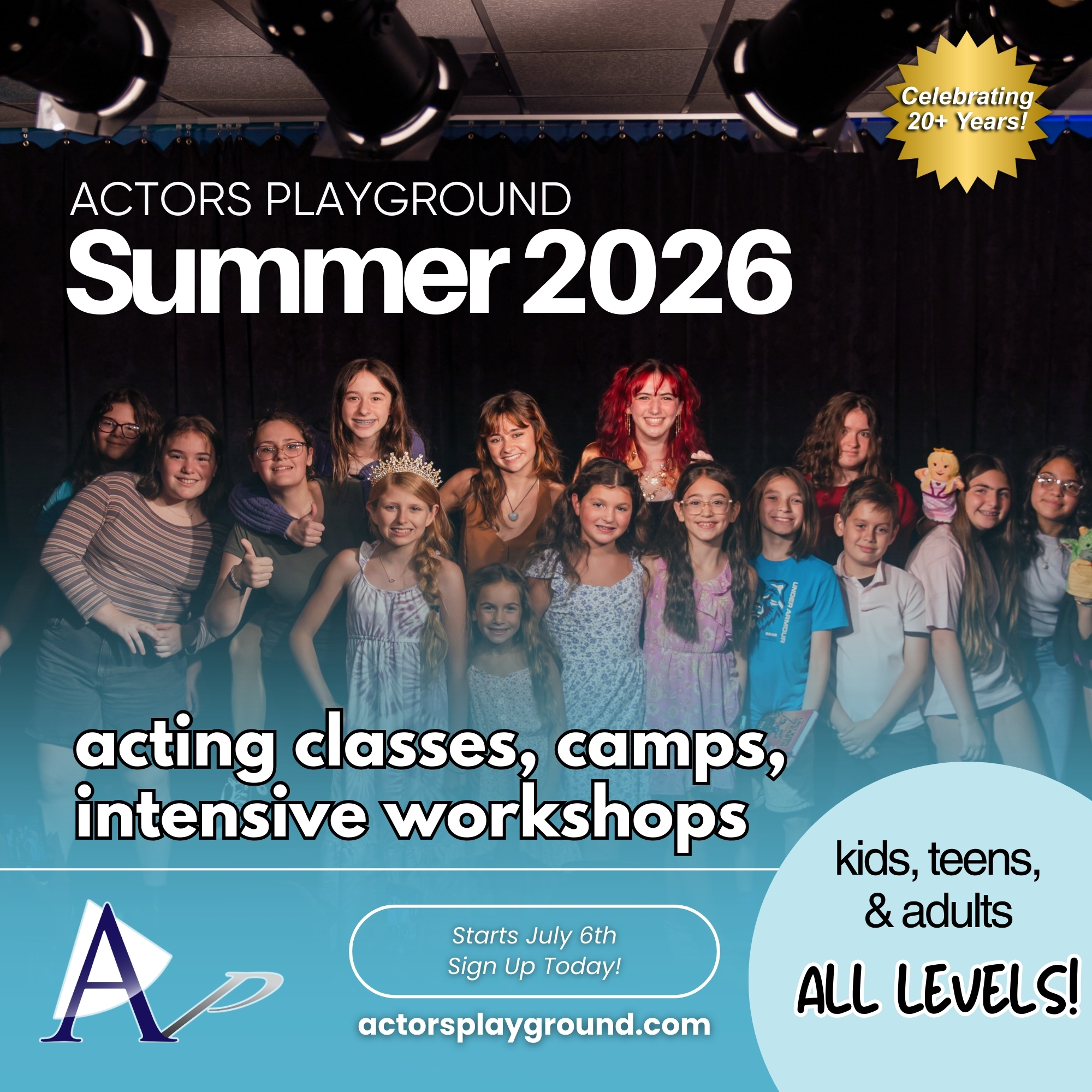 Actors Playground Facebook ad: Summer Acting Classes & Camps