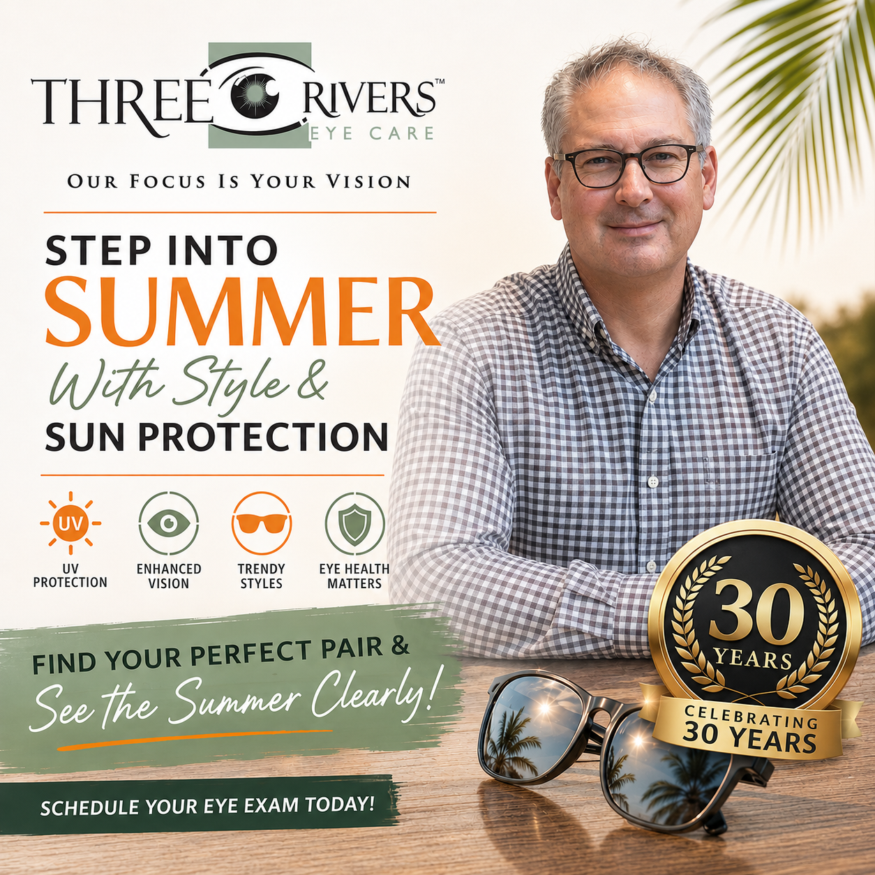 Three Rivers Eye Care Facebook ad: Schedule your eye exam today!