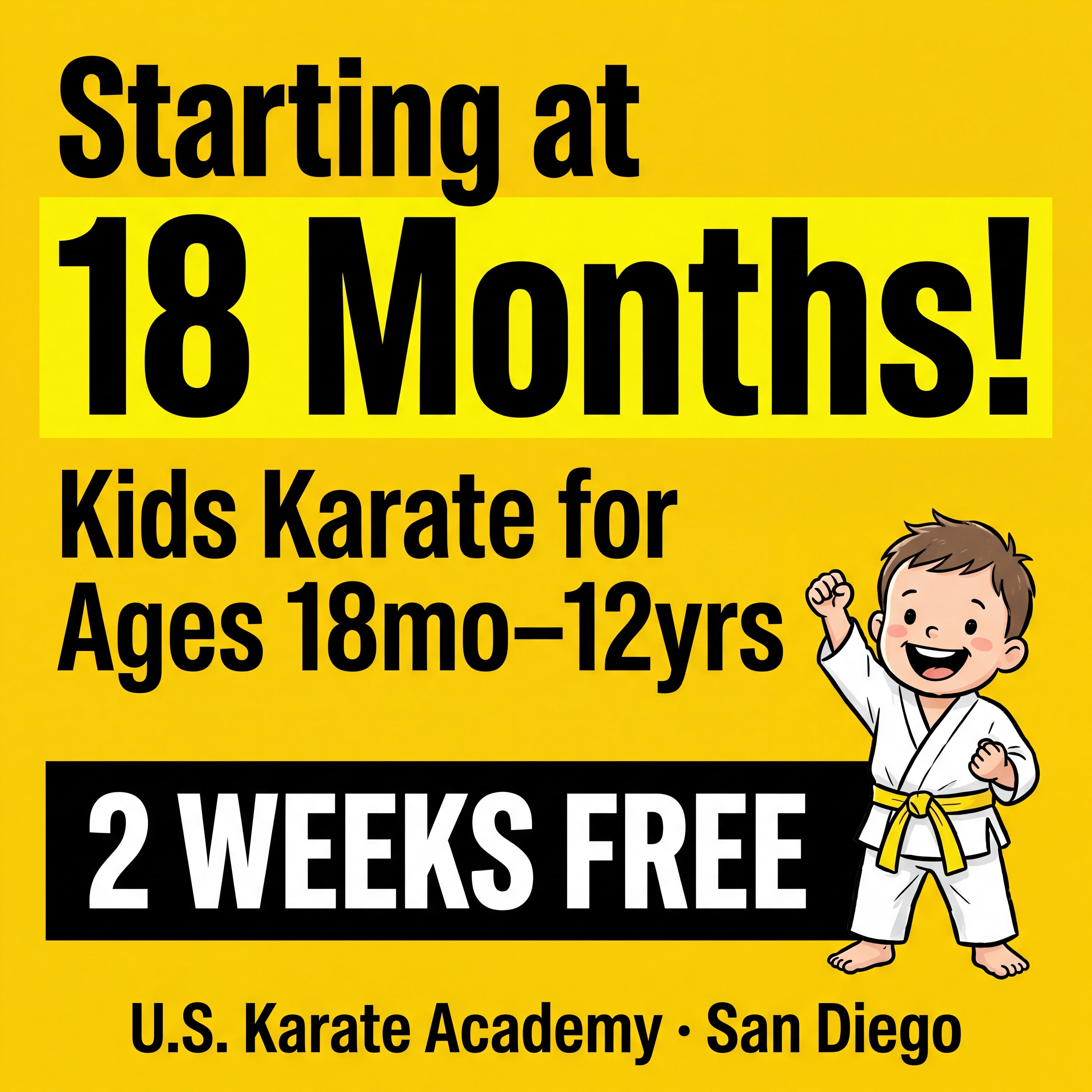 United States Karate Academy Facebook ad: Your Child Can Start at 18 Months
