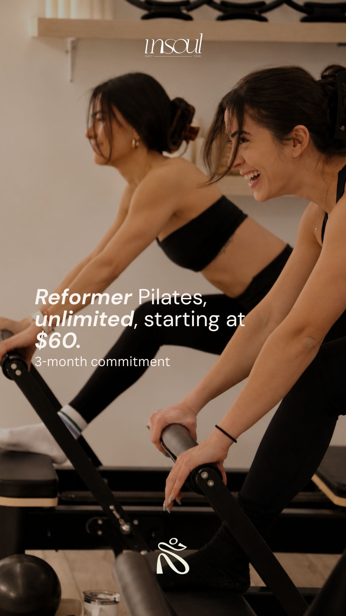 Insoul Pilates Facebook ad: Book your first class today.