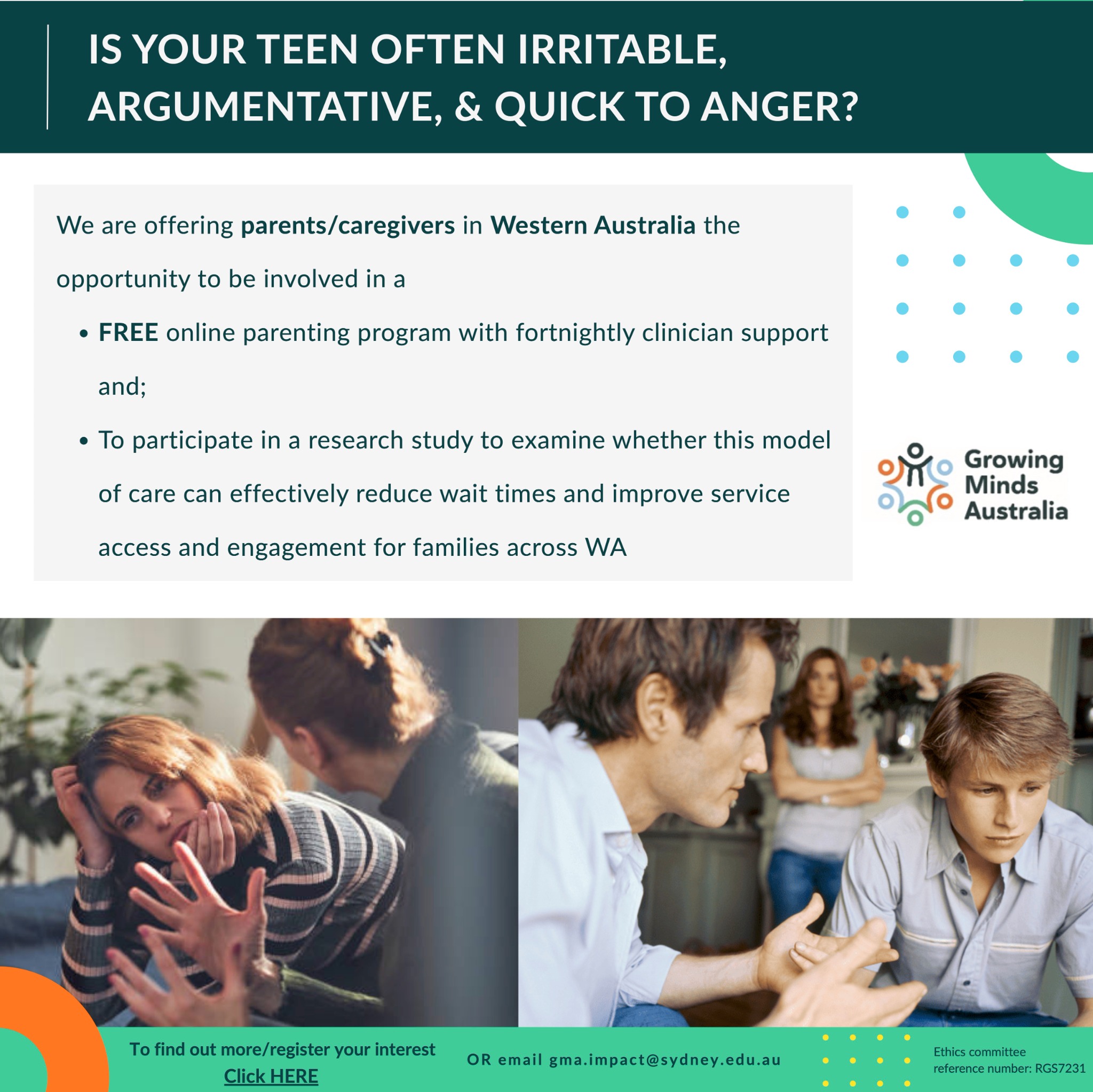 The Sydney Child Behaviour Research Clinic Facebook ad