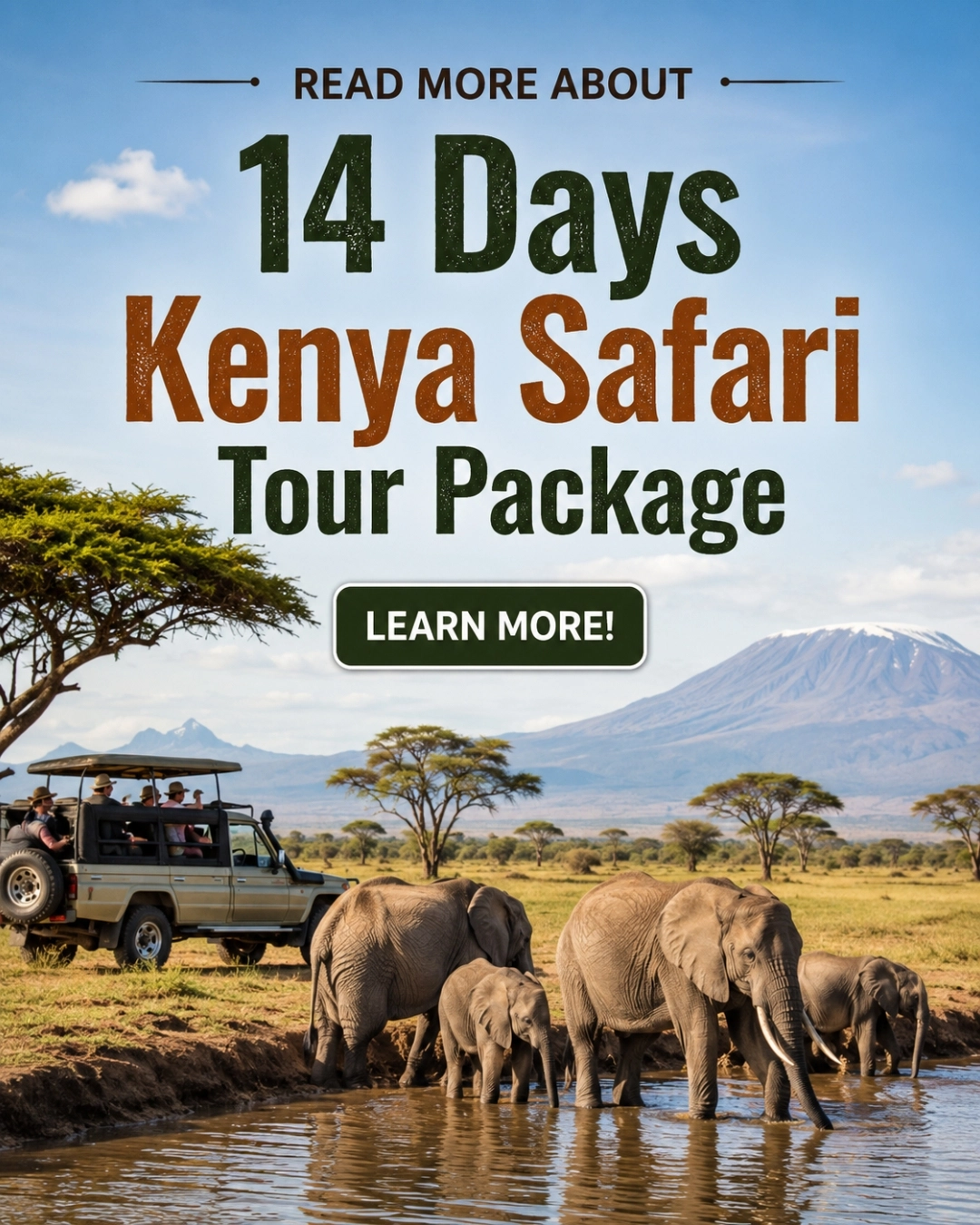 Discount District Facebook ad: Read More About 14 Days Kenya Masai Mara & Amboseli Safari…