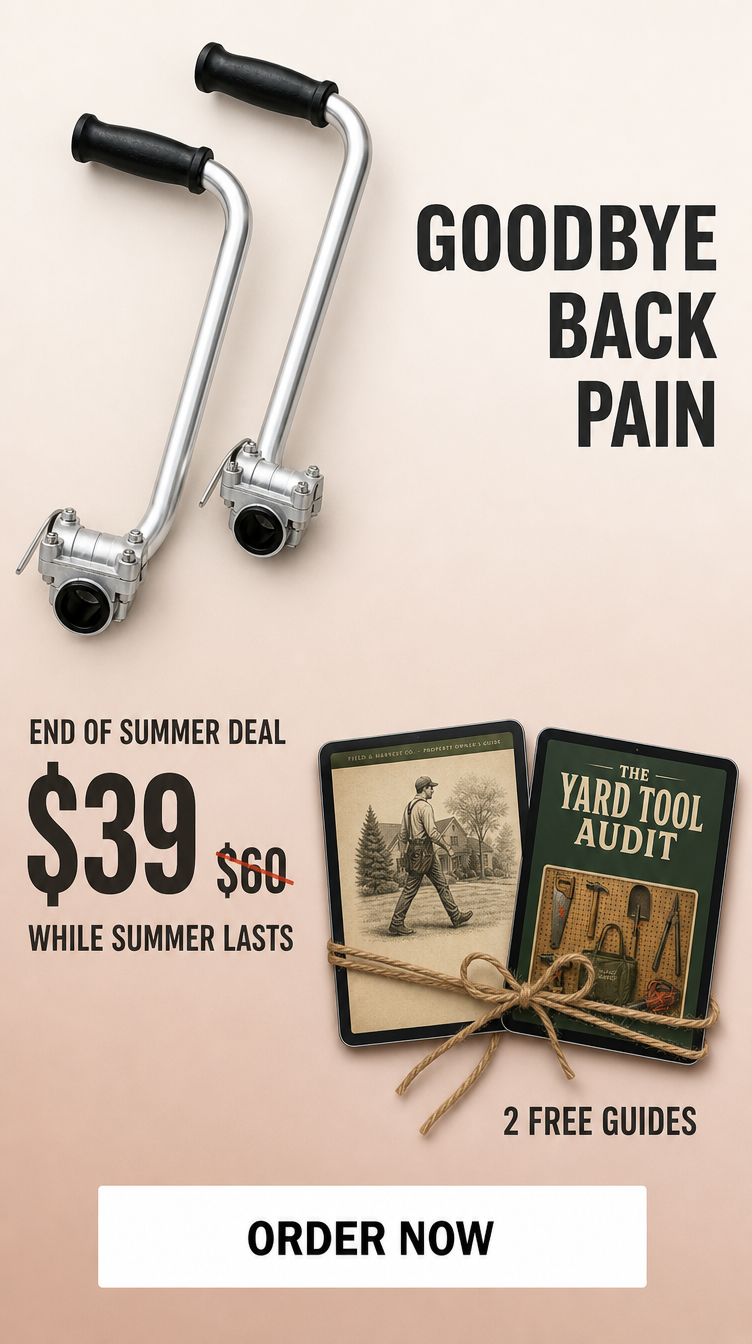 Field & Harvest Facebook ad: Goodbye To The Back Pain From Weed Eating
