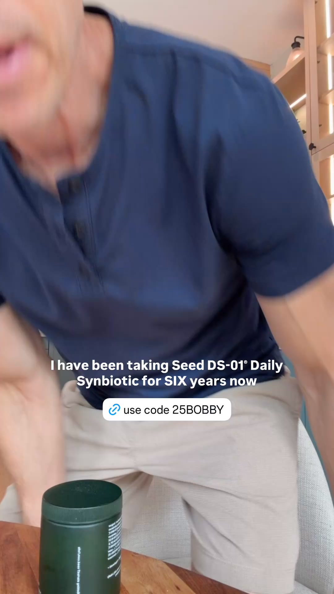 Seed Facebook ad: Use code 25BOBBY for 25% off Seed!