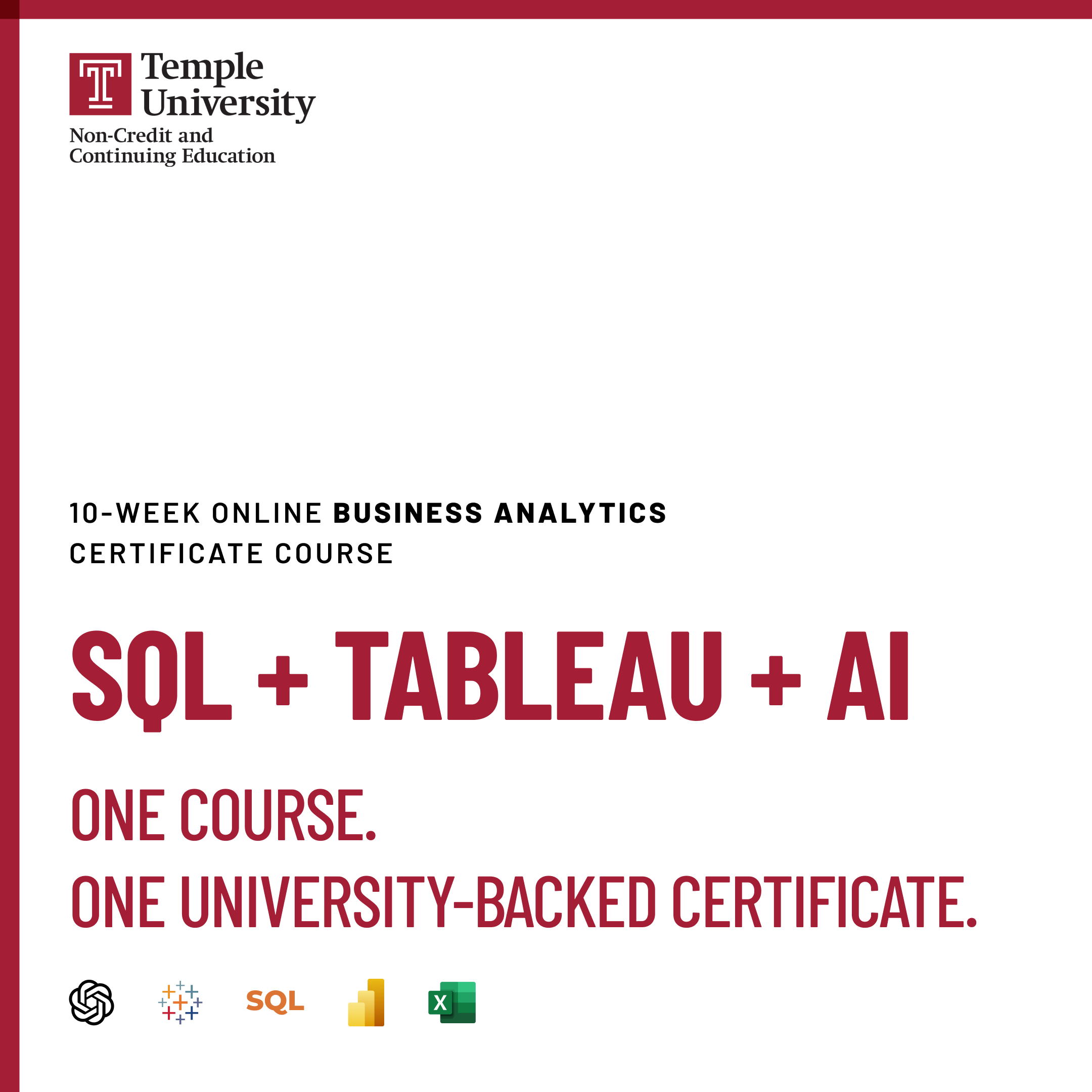 Temple University Non-Credit and Continuing Education Facebook ad from Apr 29, 2026