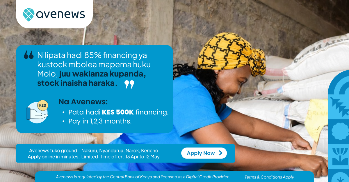 Avenews Facebook ad: Up to KES 500K for fresh produce & inputs