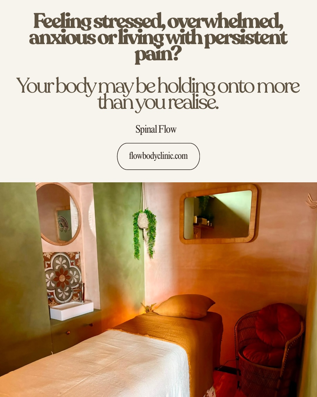 flowbodyclinic Facebook ad: Feeling weighed down by stress, tension or the…