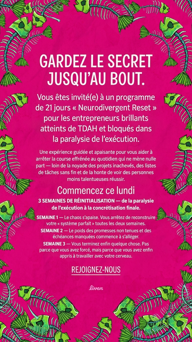 Liven: Communauté d'Éveil de Soi Facebook ad: Le TDAH, c'est OK, mais ignorer l'autosabotage ne l'est pas!