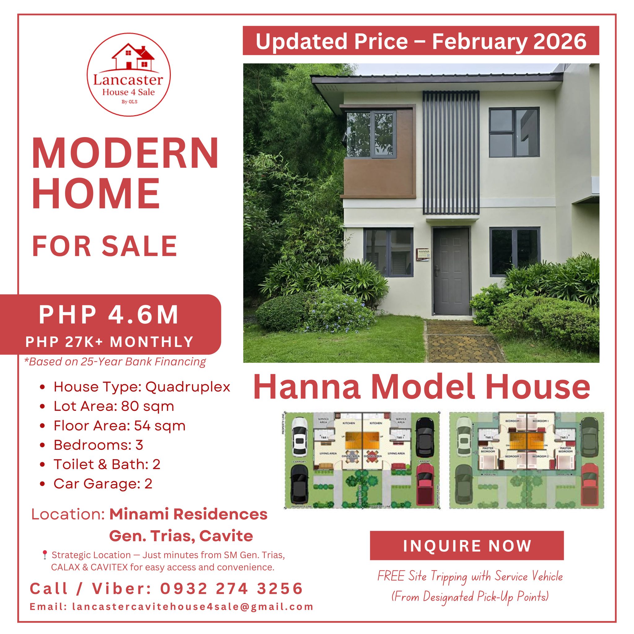 Lancaster Cavite House for Sale Facebook ad: Modern Homes in Lancaster Cavite, Now Available!