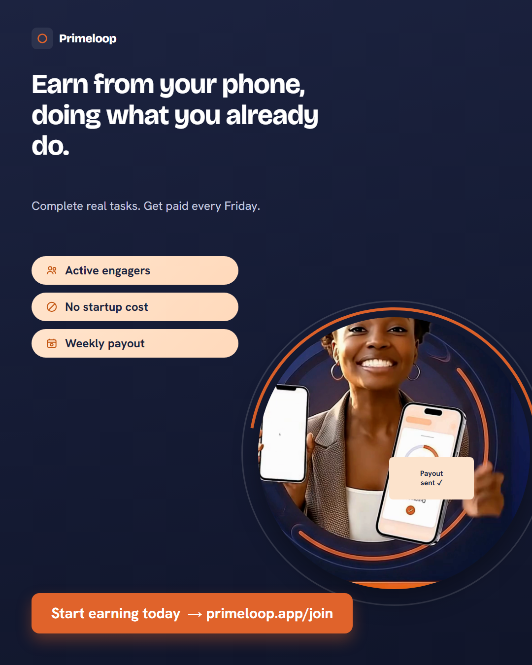 Prime Digital Technology Service Facebook ad: Your phone can pay you.
