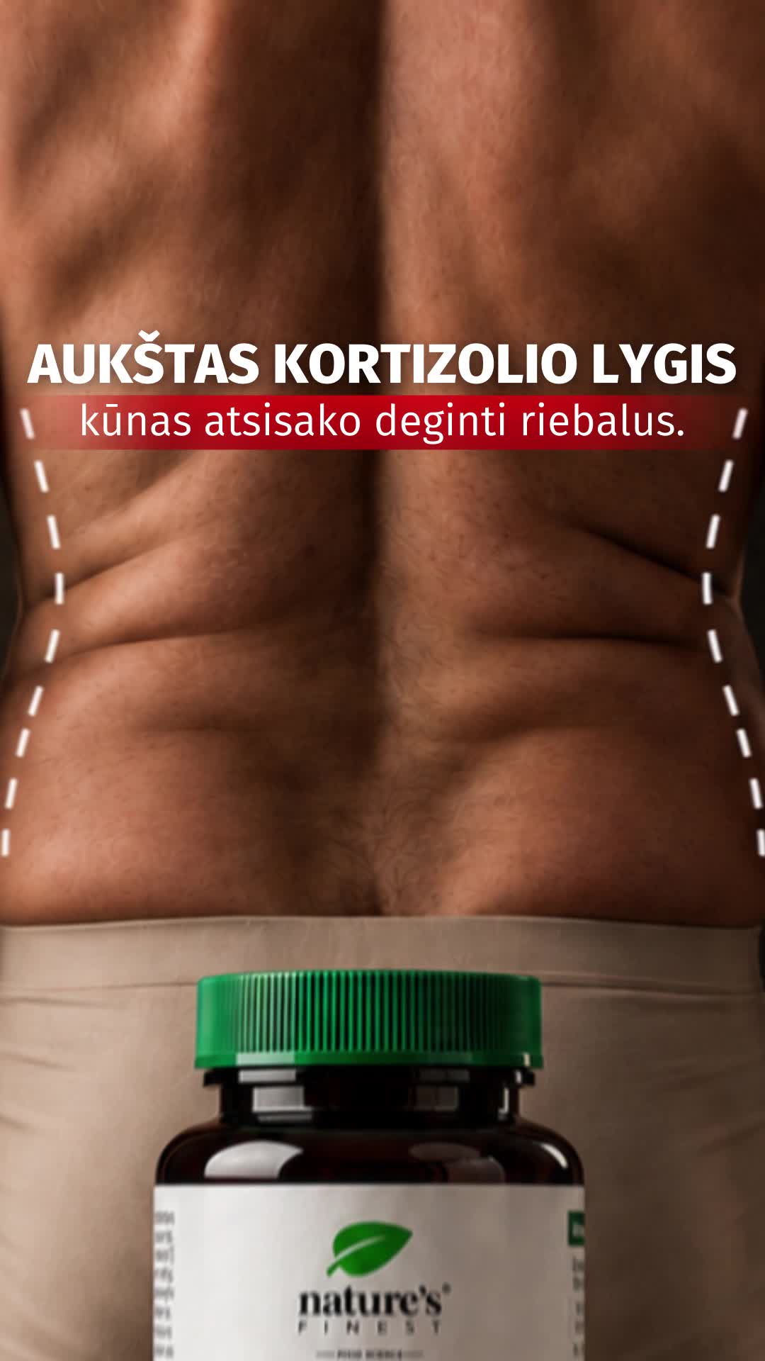 Nature’s Finest Europe Facebook ad: Tavo svorio metimas nesustojo, tai tavo kortizolis