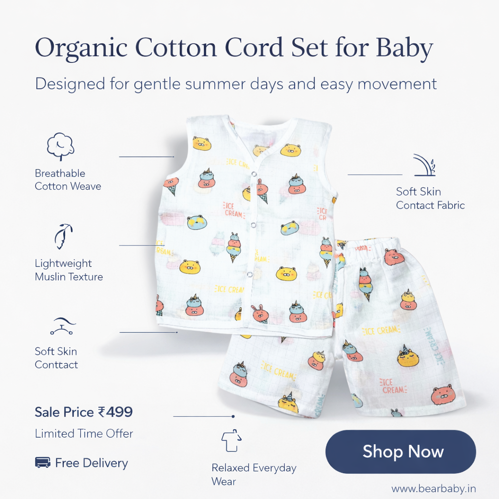 Bearbaby Facebook ad: Organic cotton cord set for babies, breathable, ultra…