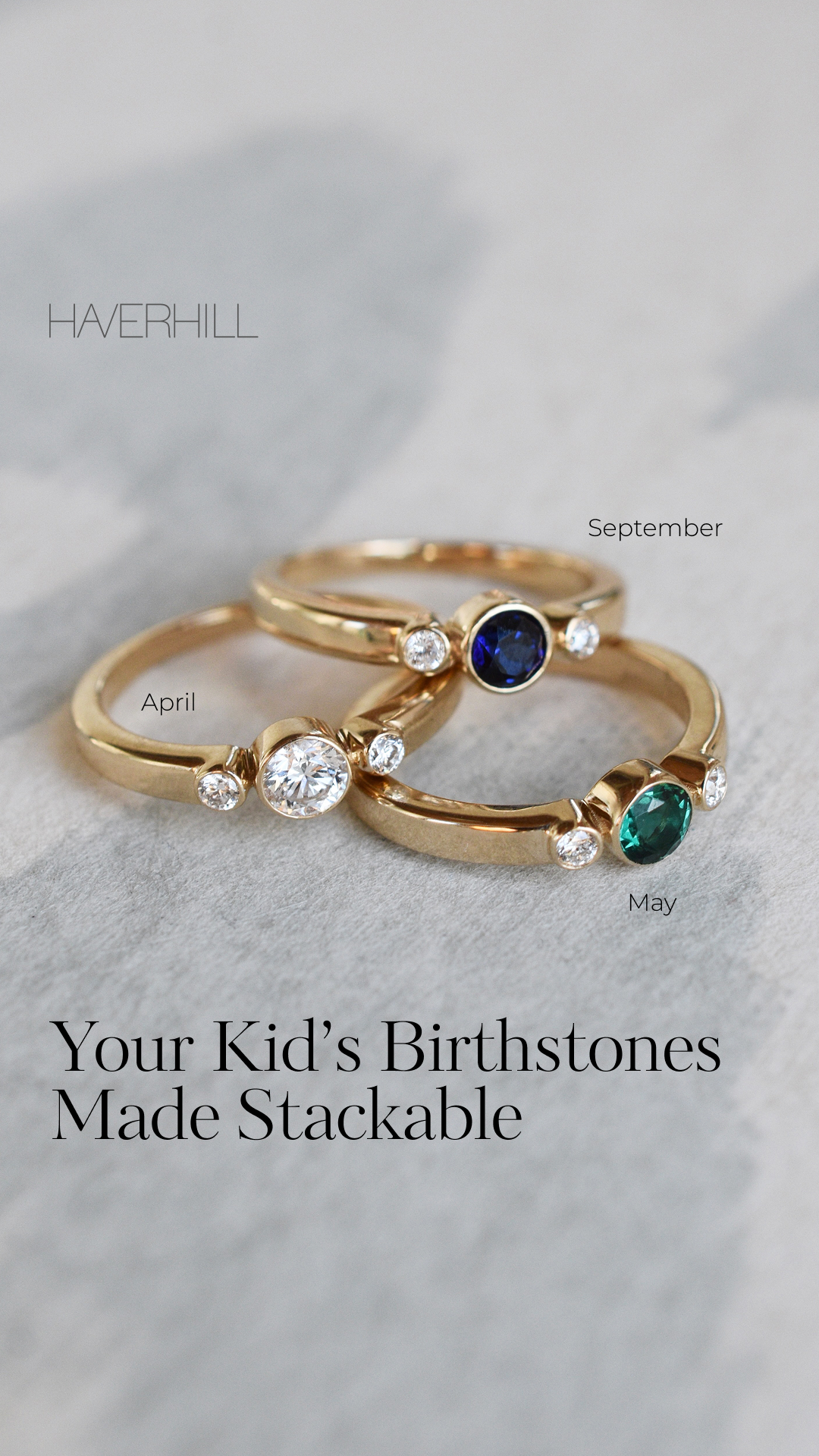 HAVERHILL Collection Facebook ad: 14k Gold Birthstone Jewelry