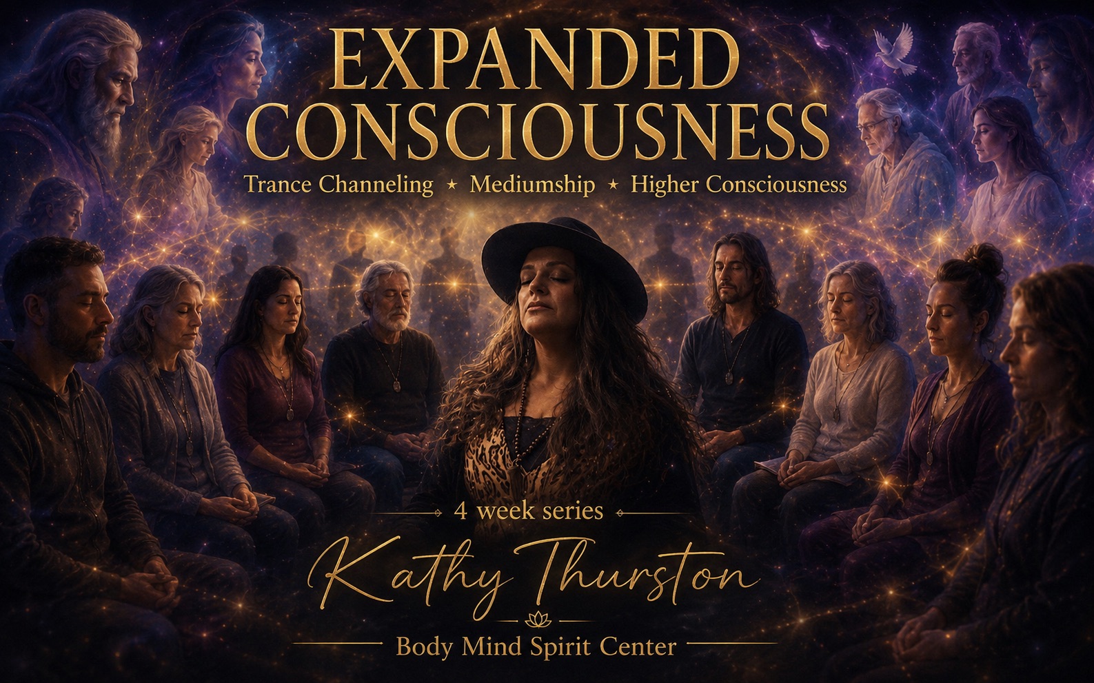 Kathy Thurston Body Mind Spirit Center Facebook ad: TRANCE CHANNELING MEDIUMSHIP & HIGHER CONSCIOUSNESS…