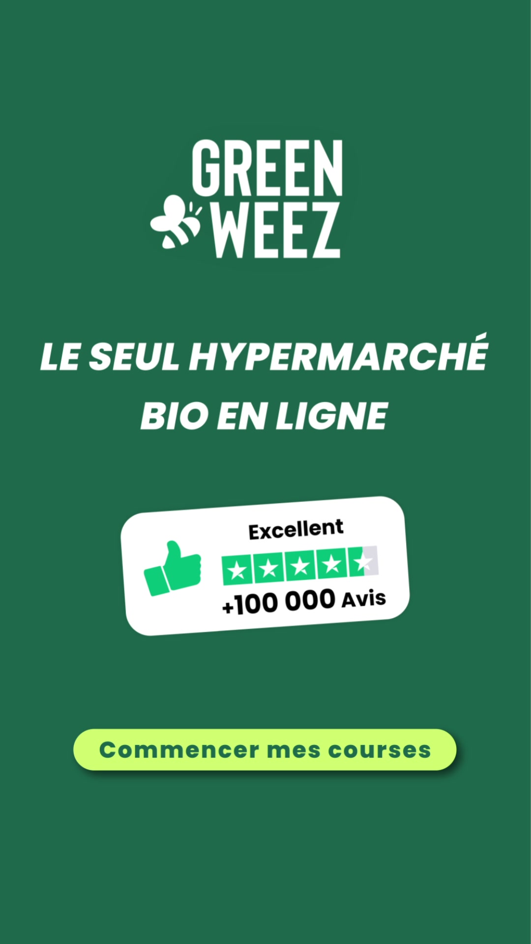 Greenweez.com Facebook ad: Noté Excellent par +100 000 clients