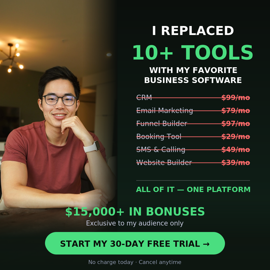Charlie Chang Facebook ad: Replace 10 Tools With 1 Login