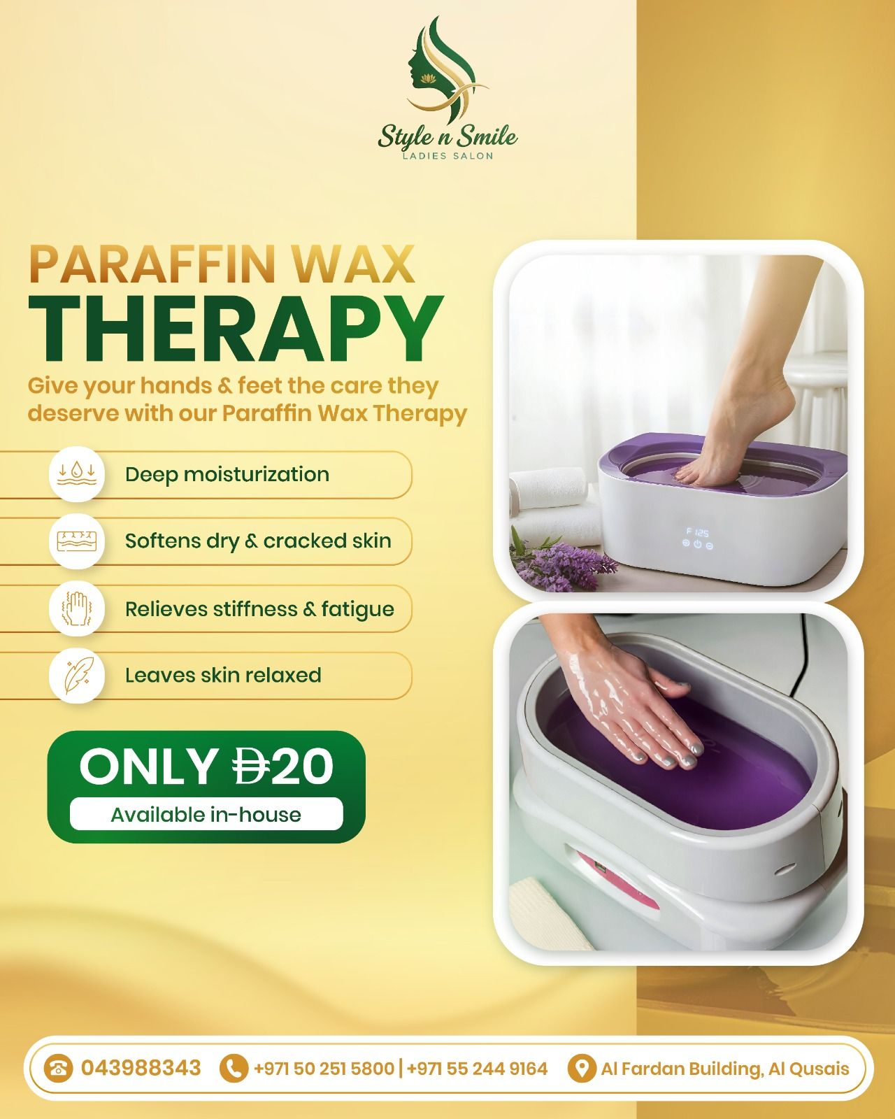 Style n' Smile Facebook ad: Paraffin Wax Therapy