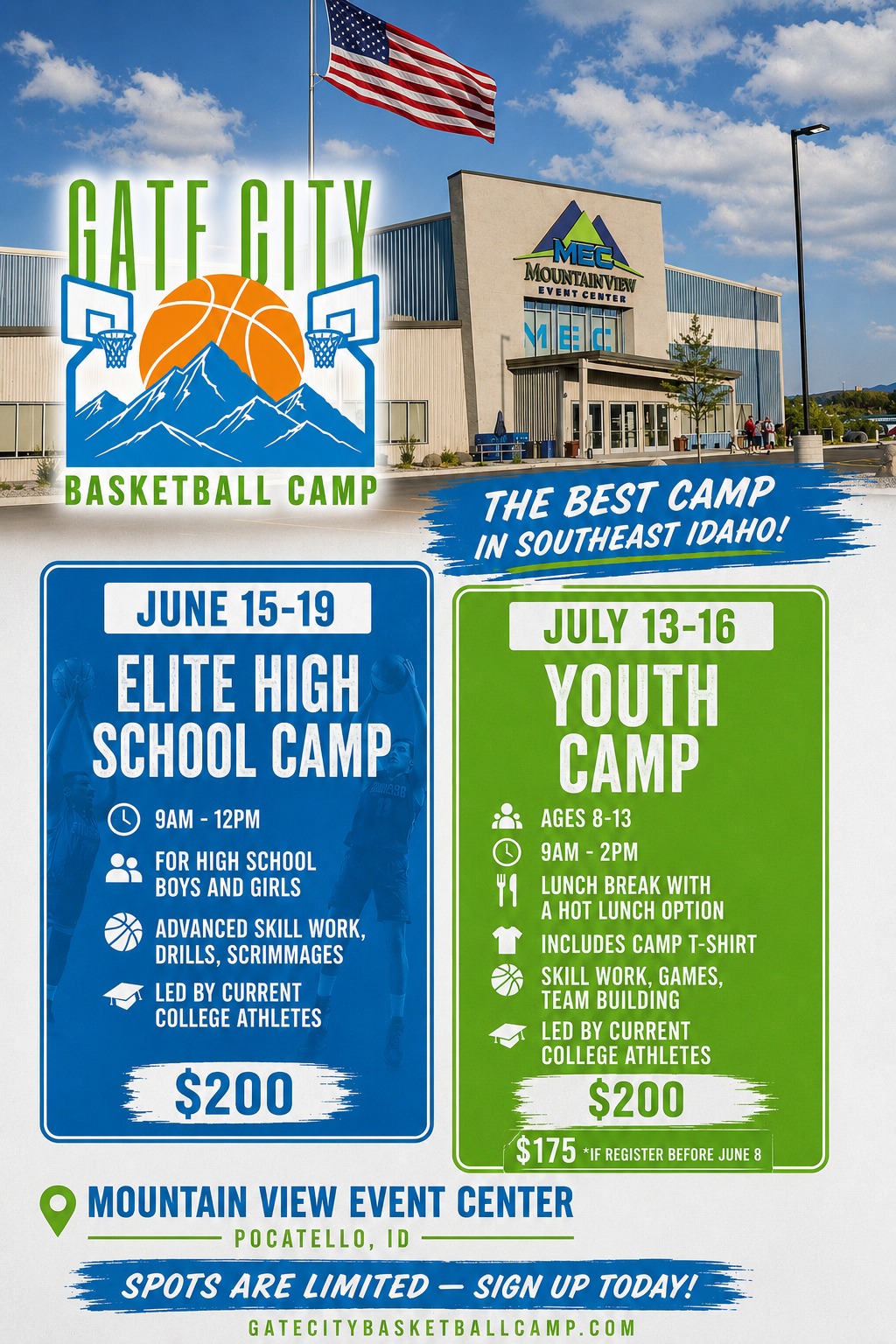 Gate City Basketball Camp Facebook ad: CAMPS ARE LIVE!