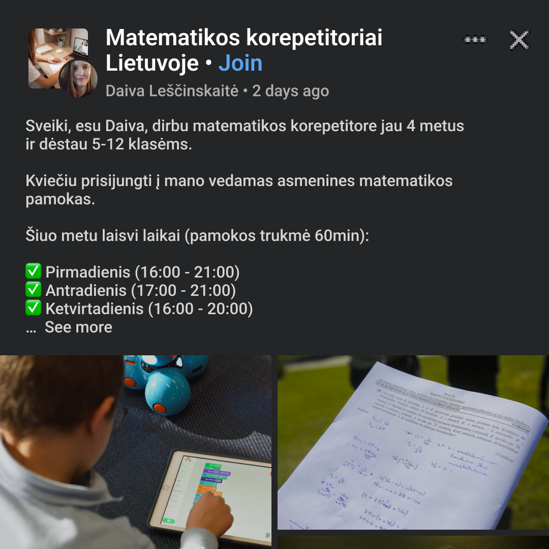 Mokytojas Eimantas Facebook ad