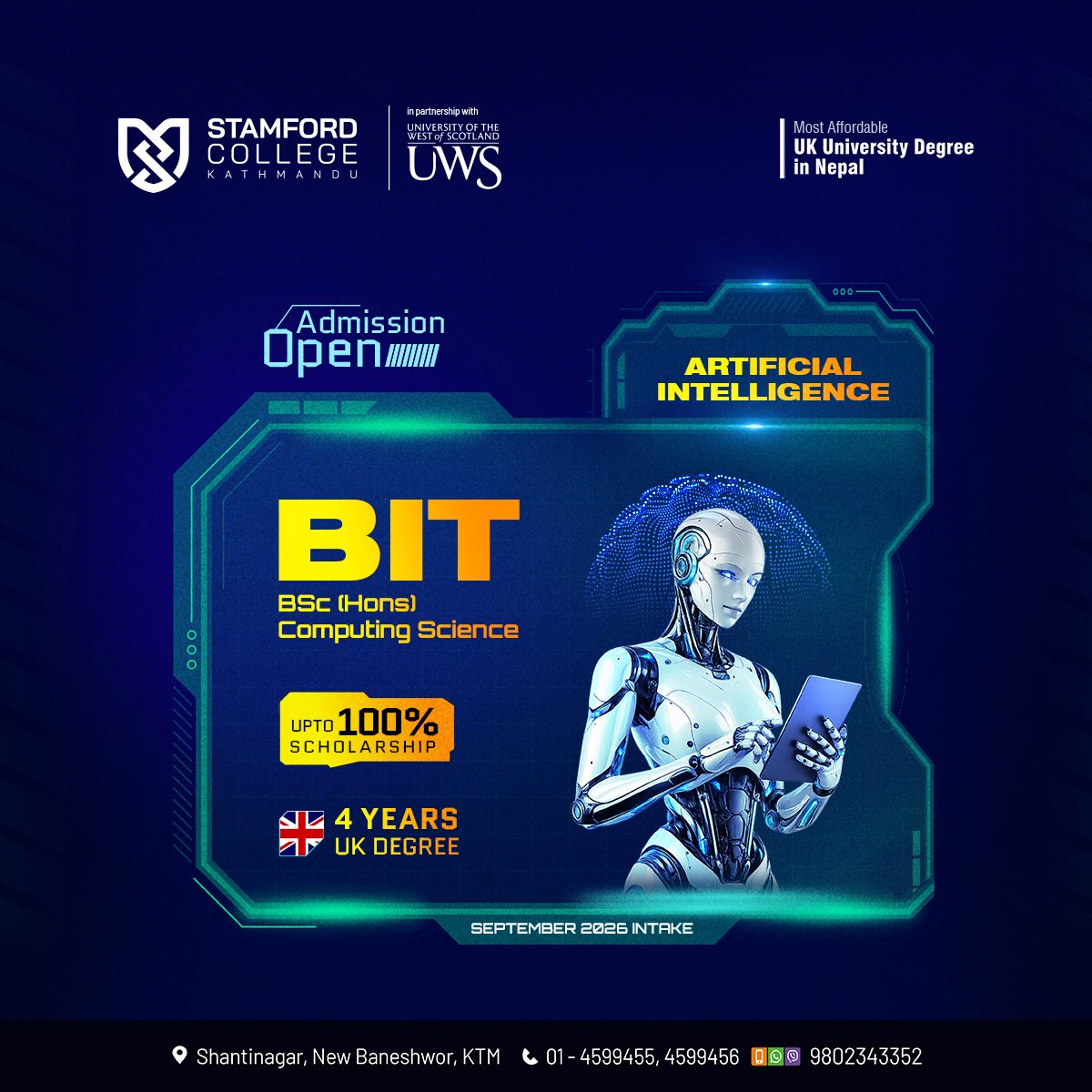 Stamford College Kathmandu Facebook ad: Unlock Your Career in Computing and IT