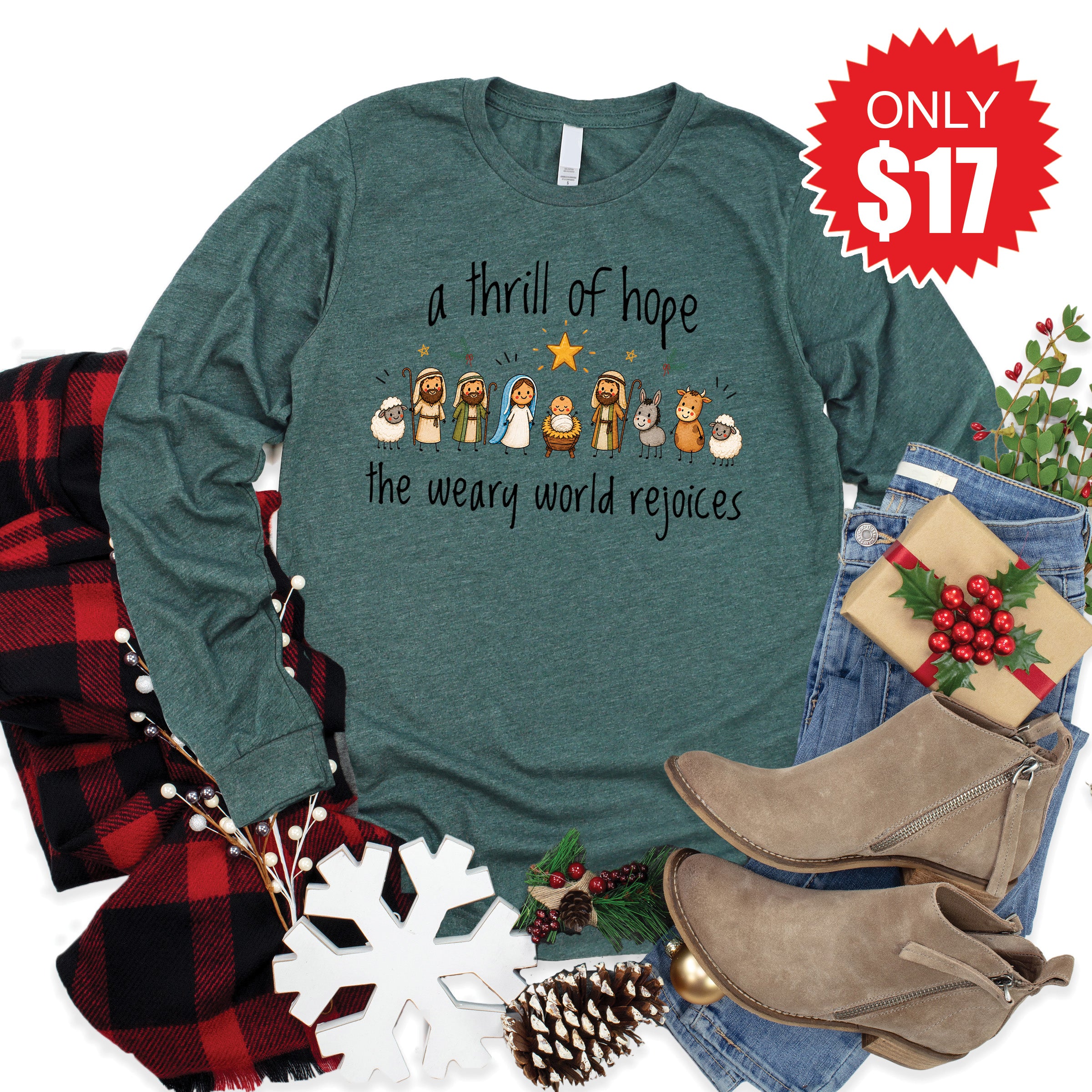 Love in Faith Facebook ad: Christmas Long Sleeves Starting at $17!