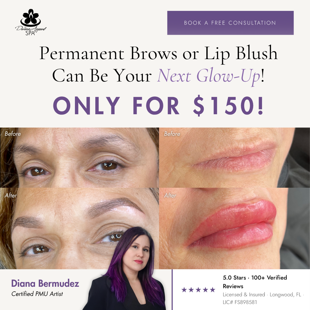 Divine Appeal Spa Facebook ad: PMU SERVICES: ONLY $150