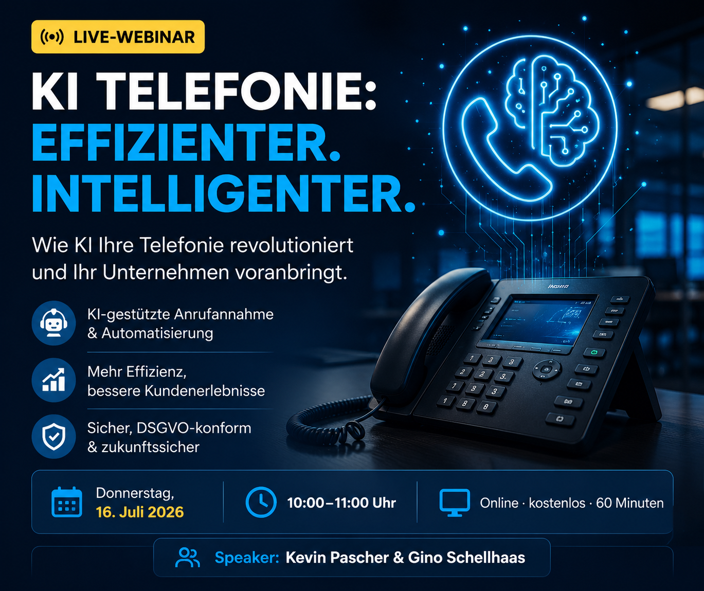 aconitas GmbH Facebook ad: KI-Telefonie live erleben, kostenloses Webinar