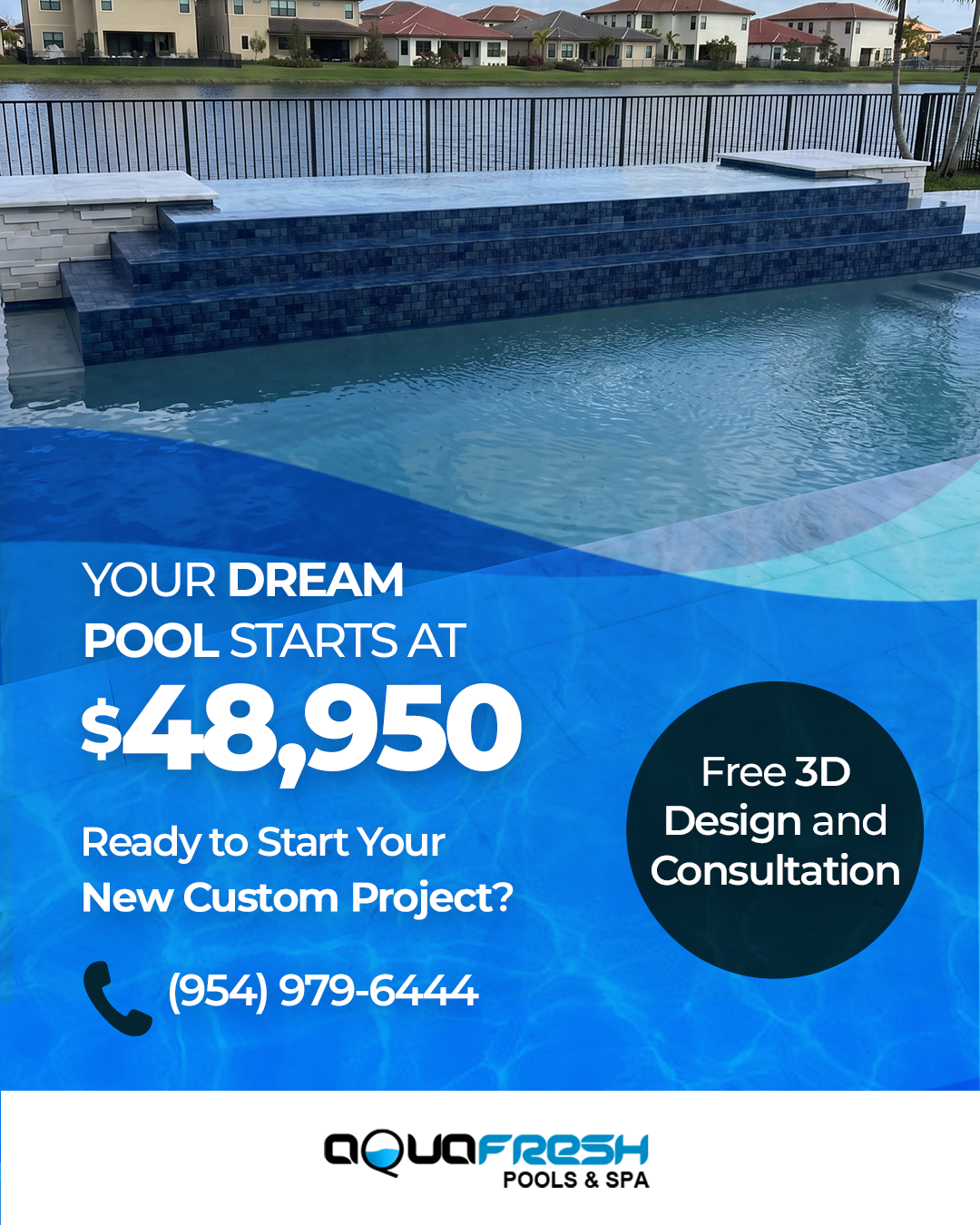 Aquafresh Pools Facebook ad: Your home is a masterpiece.