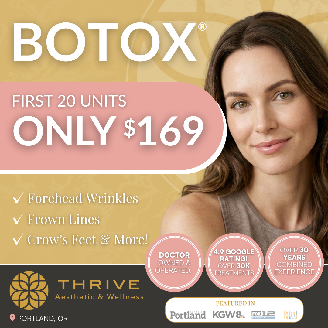 Thrive Aesthetic & Wellness Facebook ad: Get your first 20 units of Botox for only $169!
