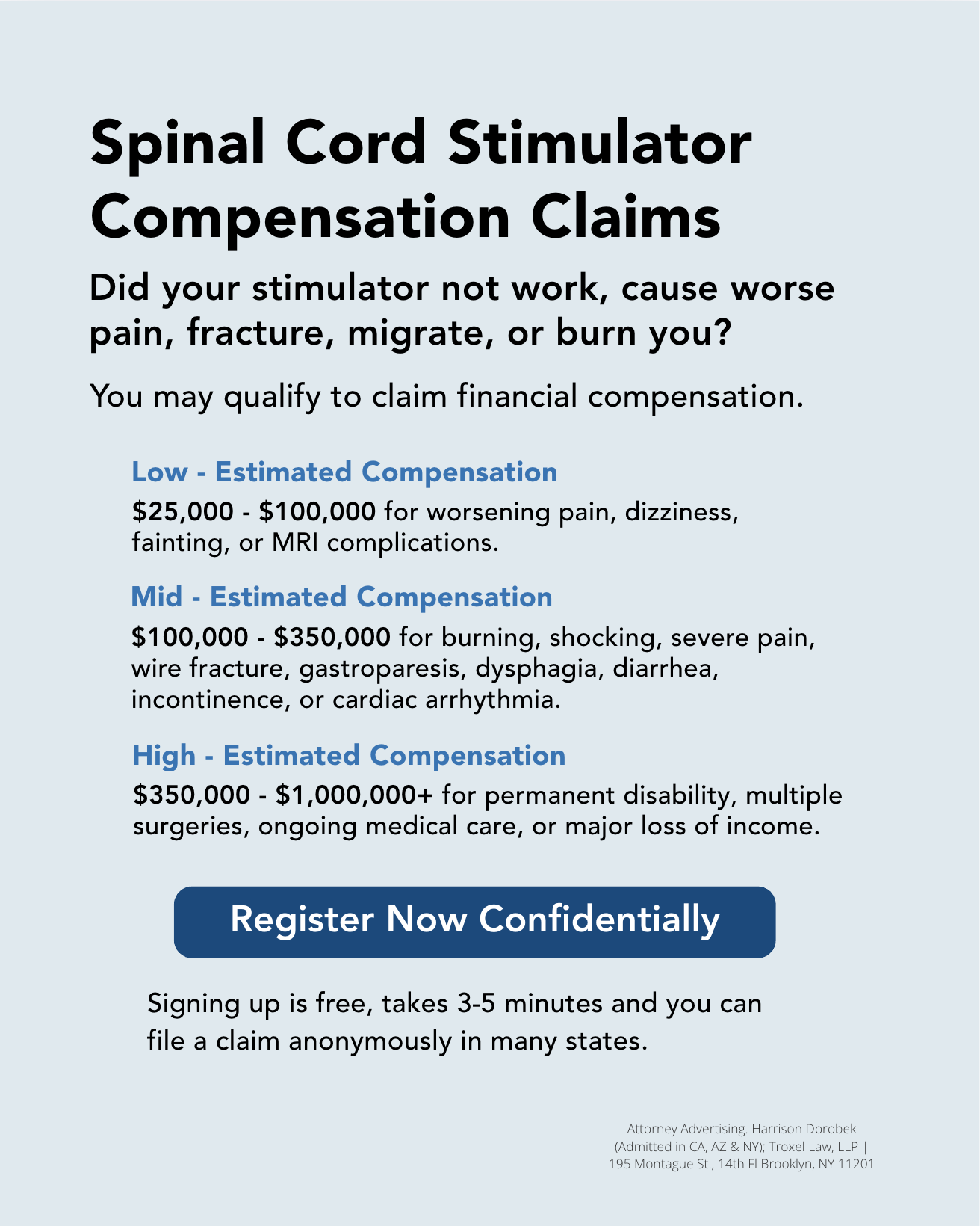 Spinal Cord Stimulator Claims Facebook ad