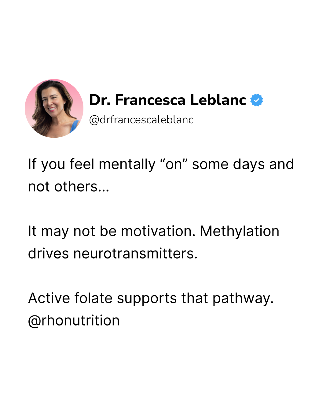 Dr. Francesca LeBlanc, DC, DNM, CNS Facebook ad
