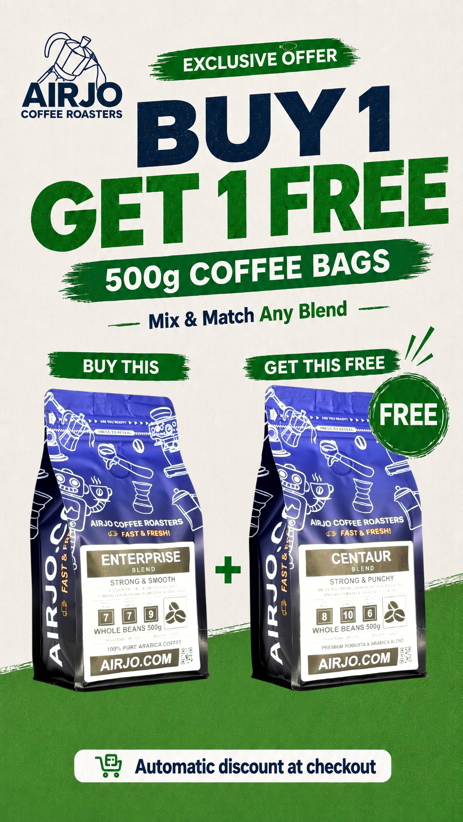 AIRJO Coffee Facebook ad: Buy 1 Get 1 Free