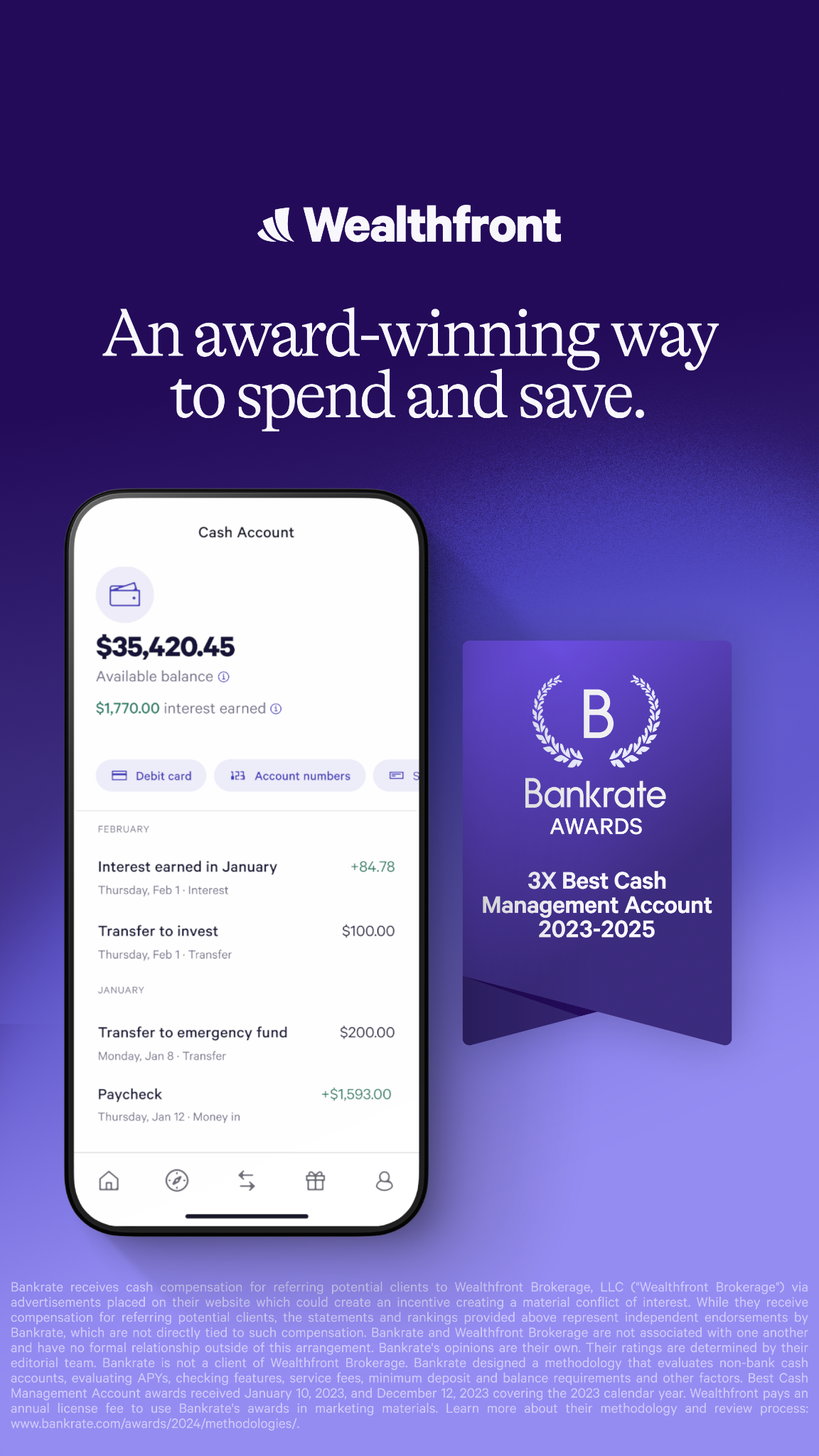 Wealthfront Facebook ad