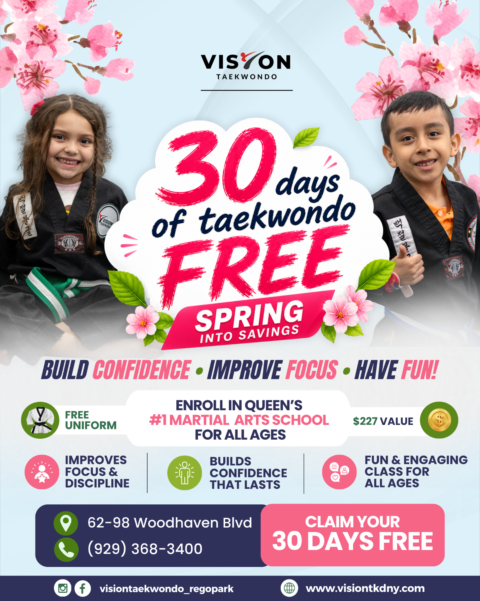 Vision Taekwondo Rego Park Facebook ad