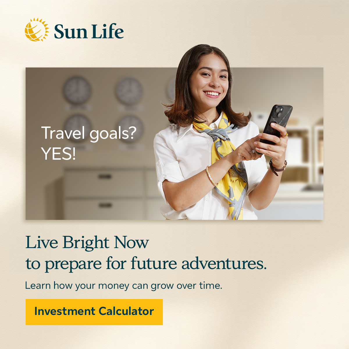 Sun Life Philippines Facebook ad: Live Bright Now with Sun Life!