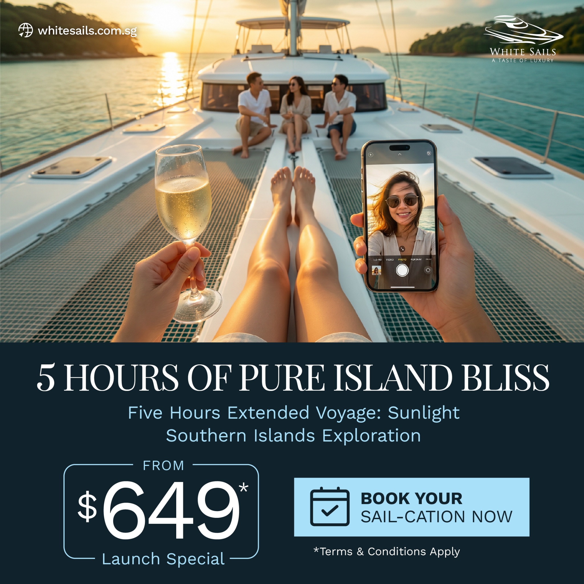White Sails Facebook ad: 5-star Yacht Experience