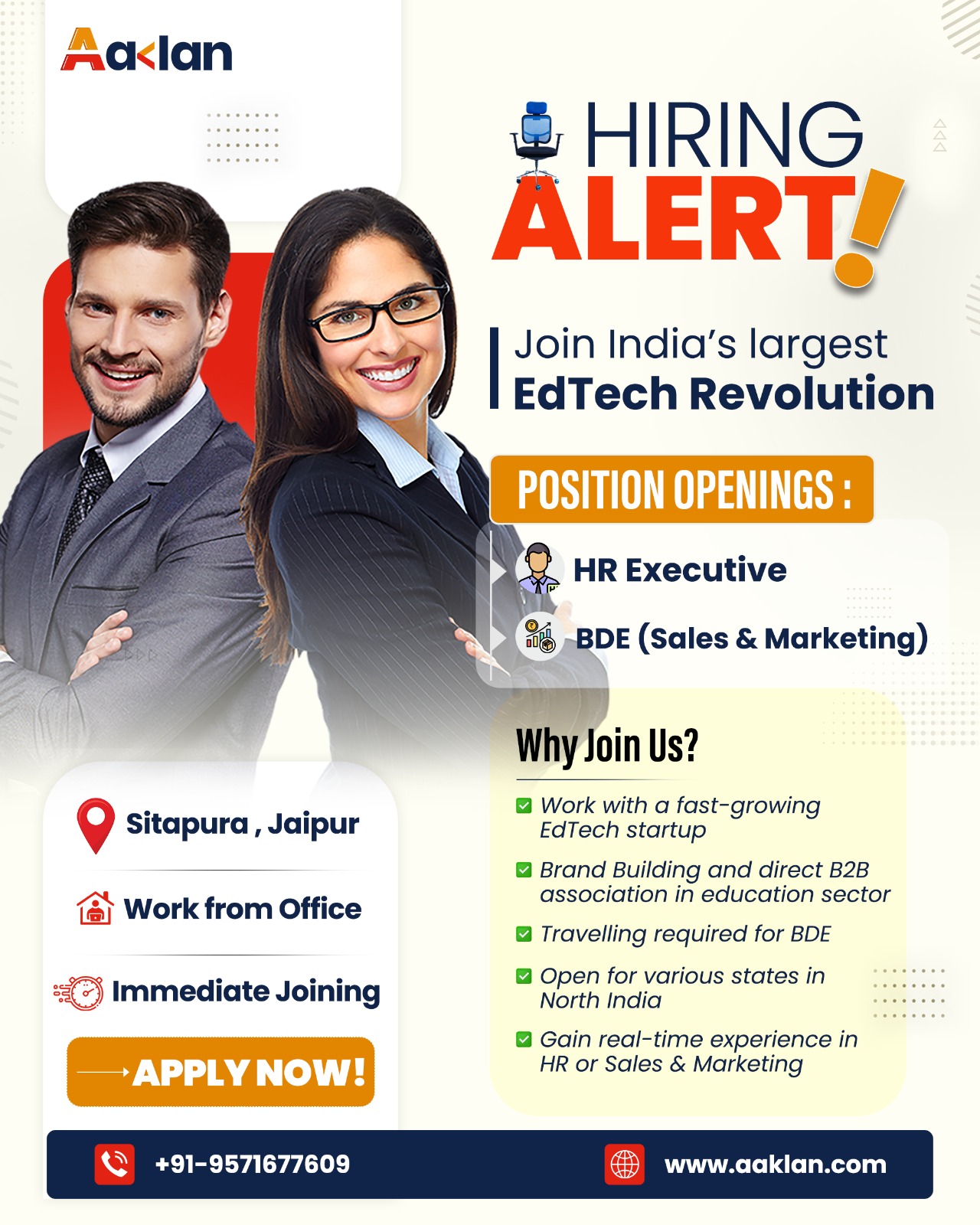 Aaklan Facebook ad: Hiring BDE(Sales)& HR Exe