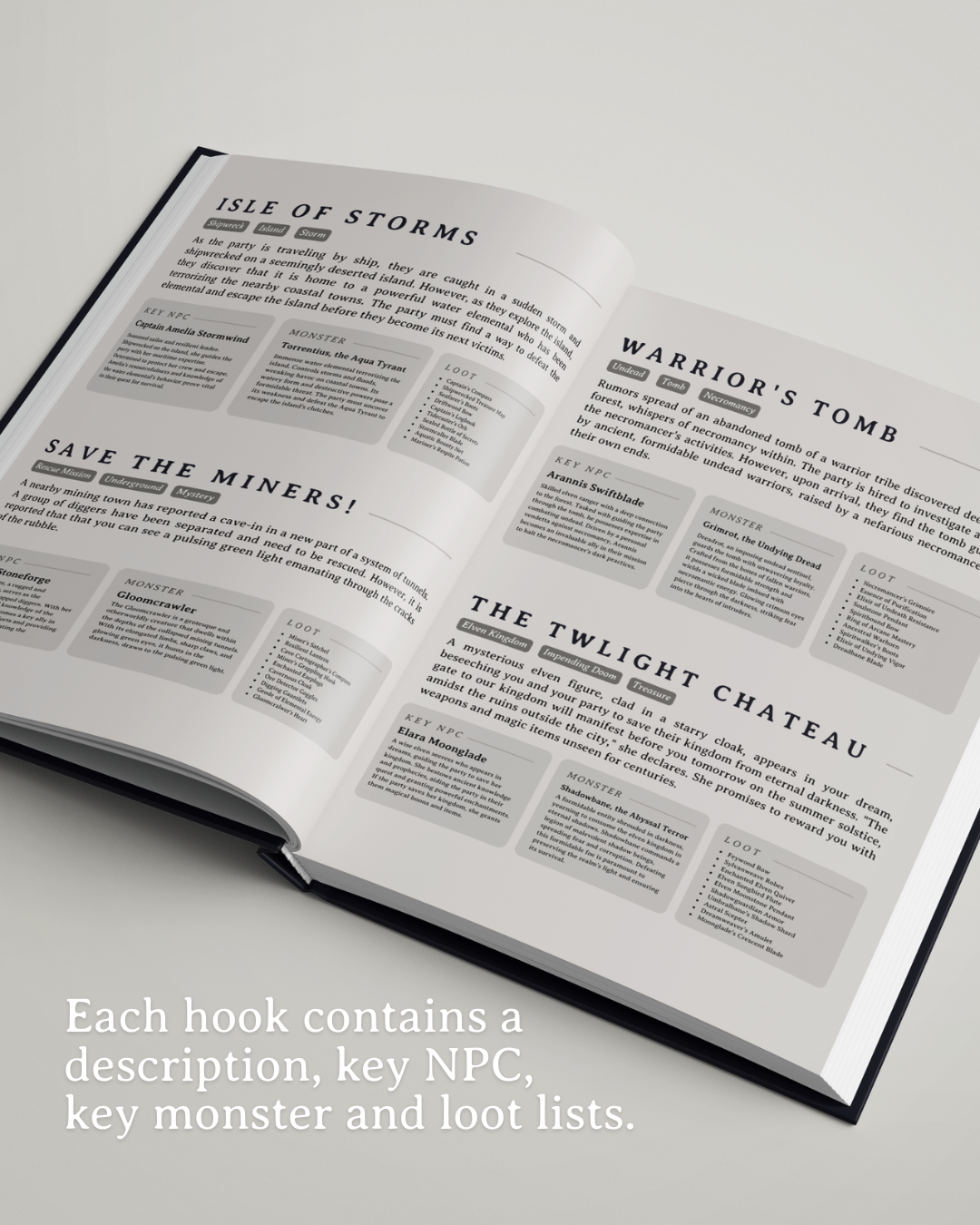 Minva Tabletop Design Co Facebook ad: Free Wonderous Hooks Resource for Dungeon Masters