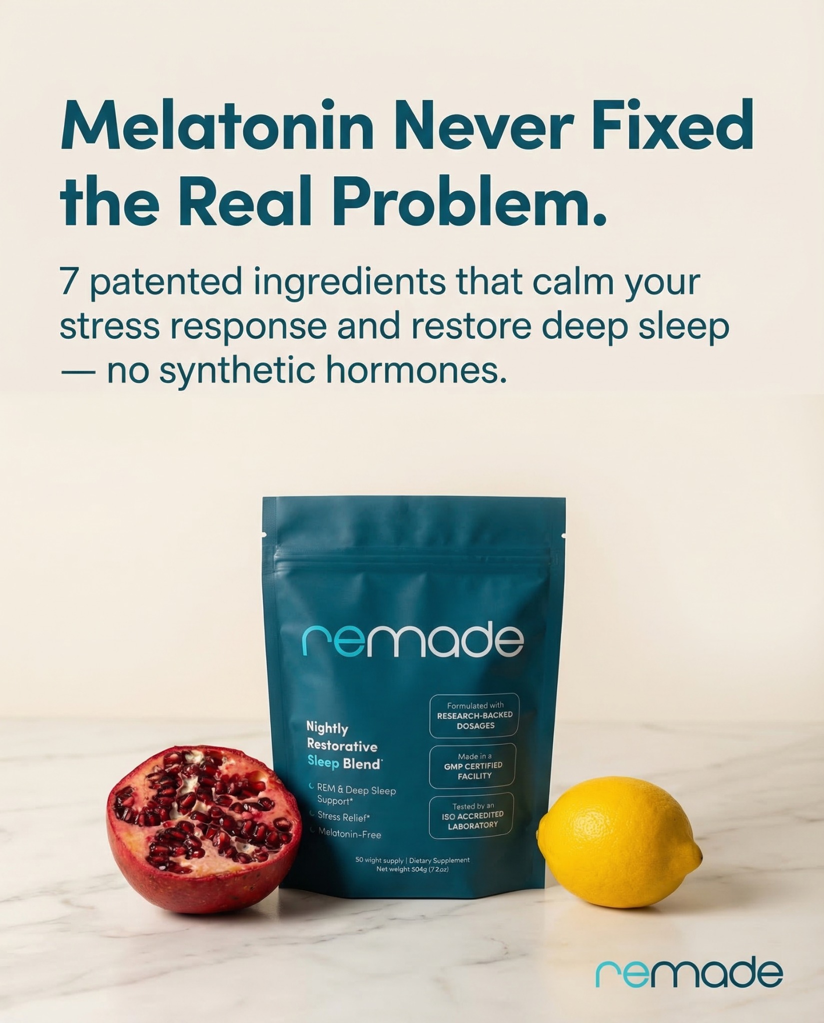 Remade Restorative Sleep Supplement Facebook ad