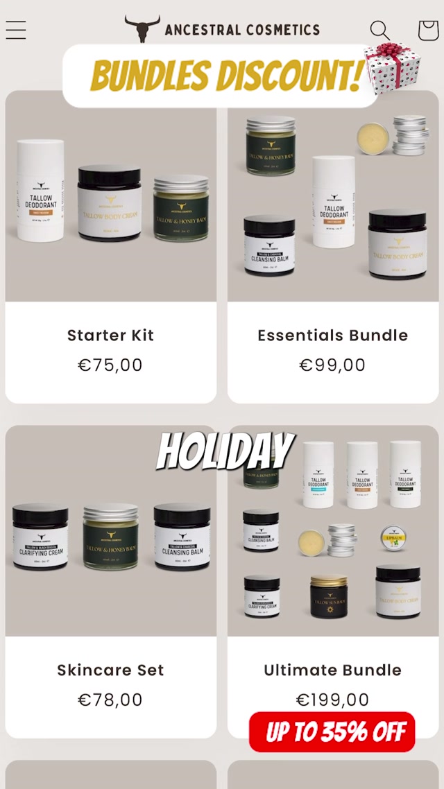 Ancestral Cosmetics Facebook ad: Made with REAL, edible ingredients