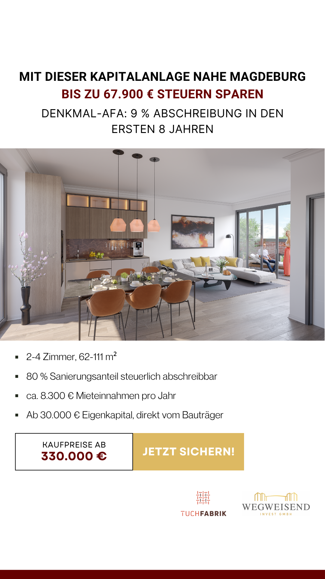 Wohnquartier Tuchfabrik Facebook ad: Sichere Investition in bester Lage von Burg