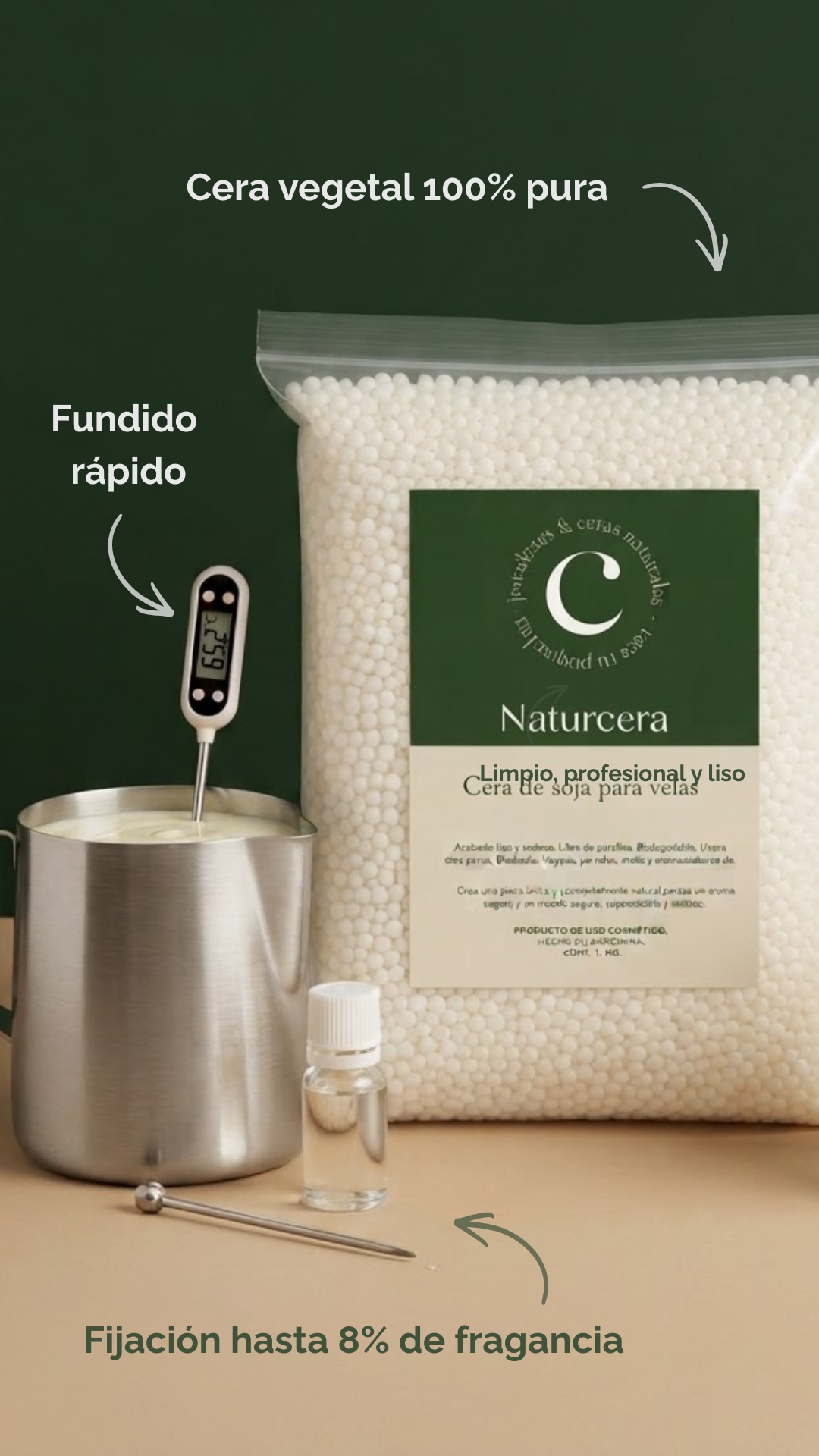 Naturcera Facebook ad: Compra tu cera de soja hoy y recibe tu pedido rápido. ¡Haz…