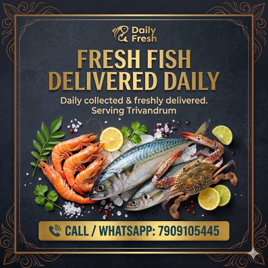 Daily Fresh Valiathura Facebook ad: Daily collected fishes from trivandrum coastal.