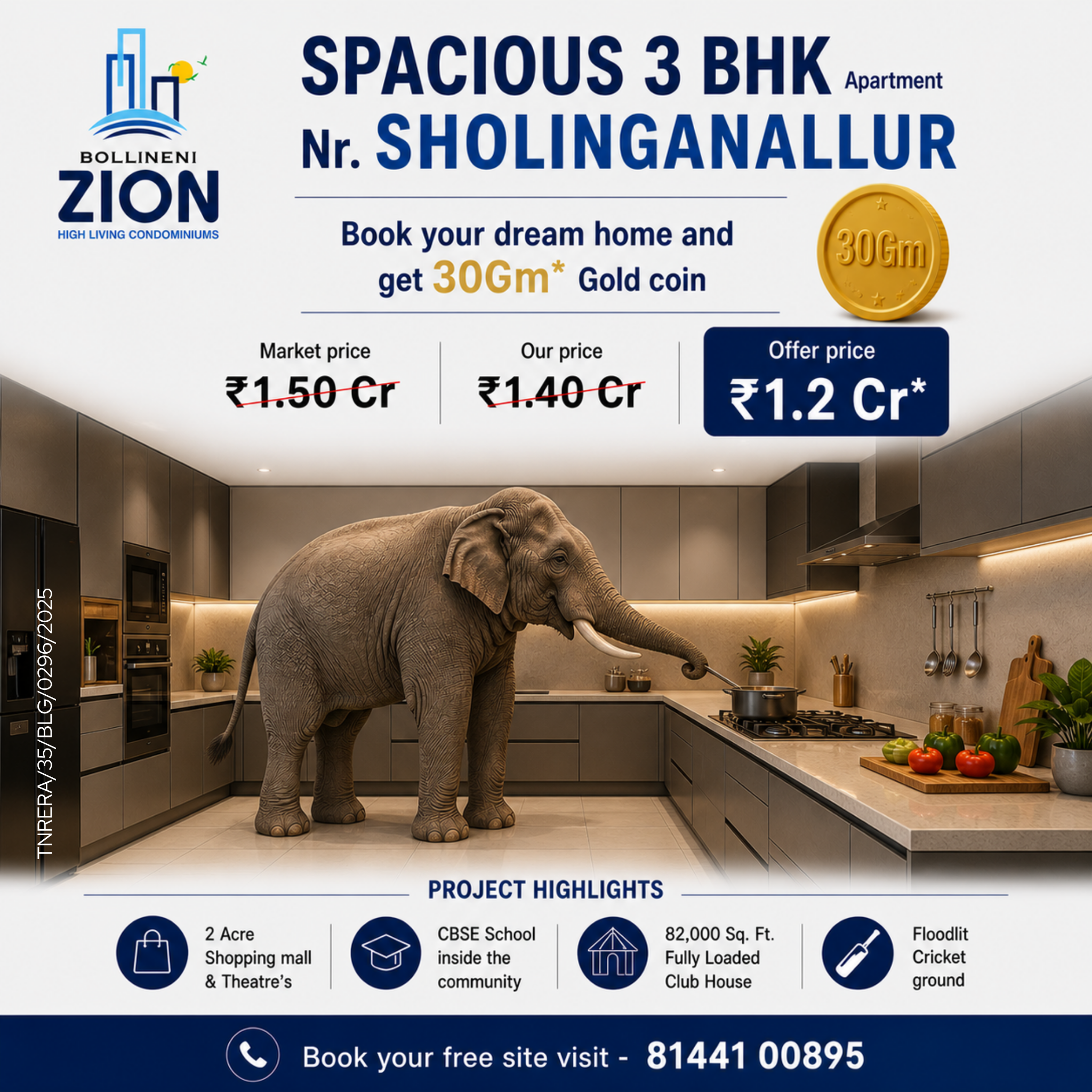 Bollineni Chennai Facebook ad: Bollineni Zion - Get Up to 30Gm* Gold Coin