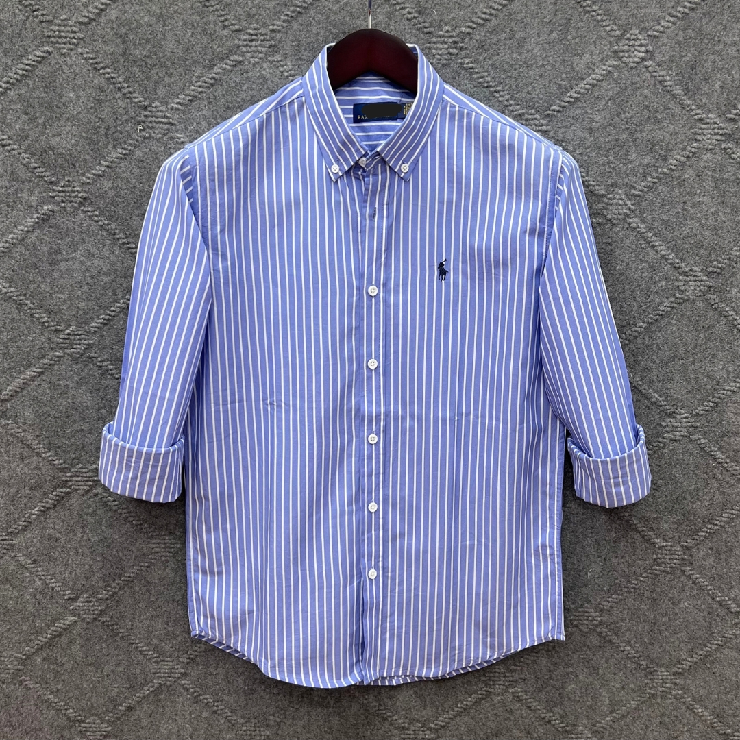 White Tailor Facebook ad: Sky White Stripe full sleeve premium cotton shirt for men