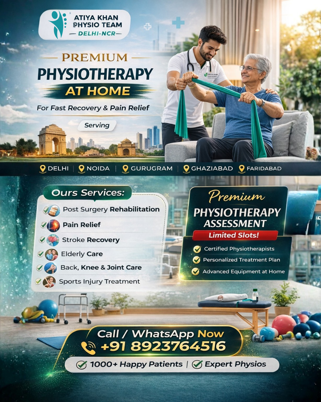 Dr. Atiya Khan Physio Team Facebook ad from Feb 21, 2026